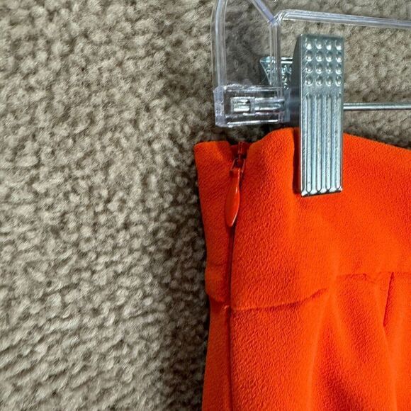 Zara Trouser Pants Womens Size XS Orange High‎ Rise Straight Side Zipper Crepe - Picture 8 of 10